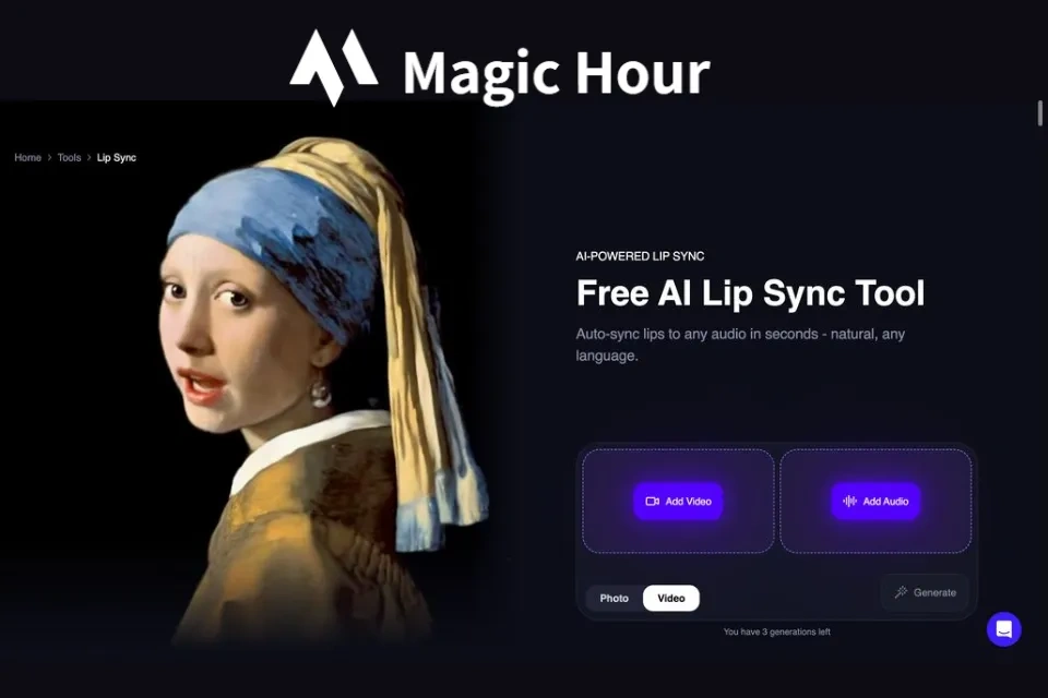 Magic Hour AI lip sync video tool interface