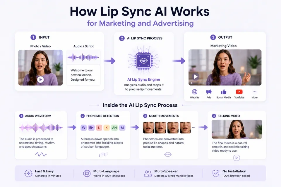 How Lip Sync AI transforms photos, videos, and audio into synchronized marketing videos