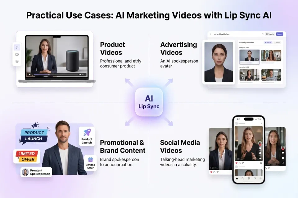 AI product marketing video created with a talking spokesperson using Lip Sync AI